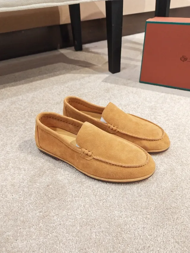 Tan Suede Moc-Toe Slip-On Loafers 4