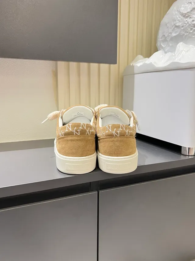 Tan Suede Monogram Plush Strap Lifestyle Sneakers 2