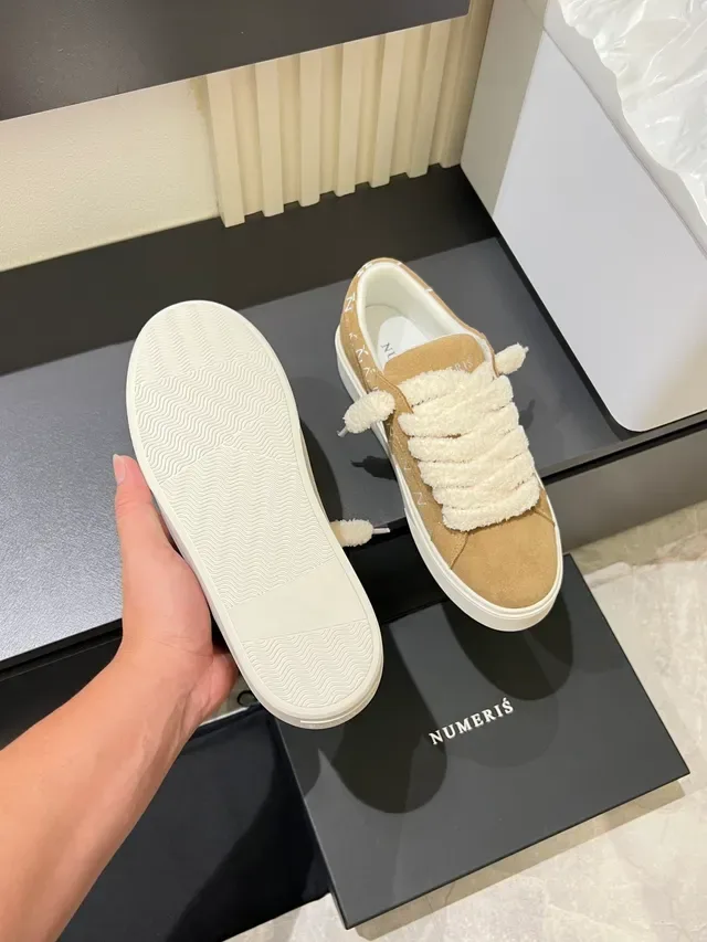Tan Suede Monogram Plush Strap Lifestyle Sneakers 4