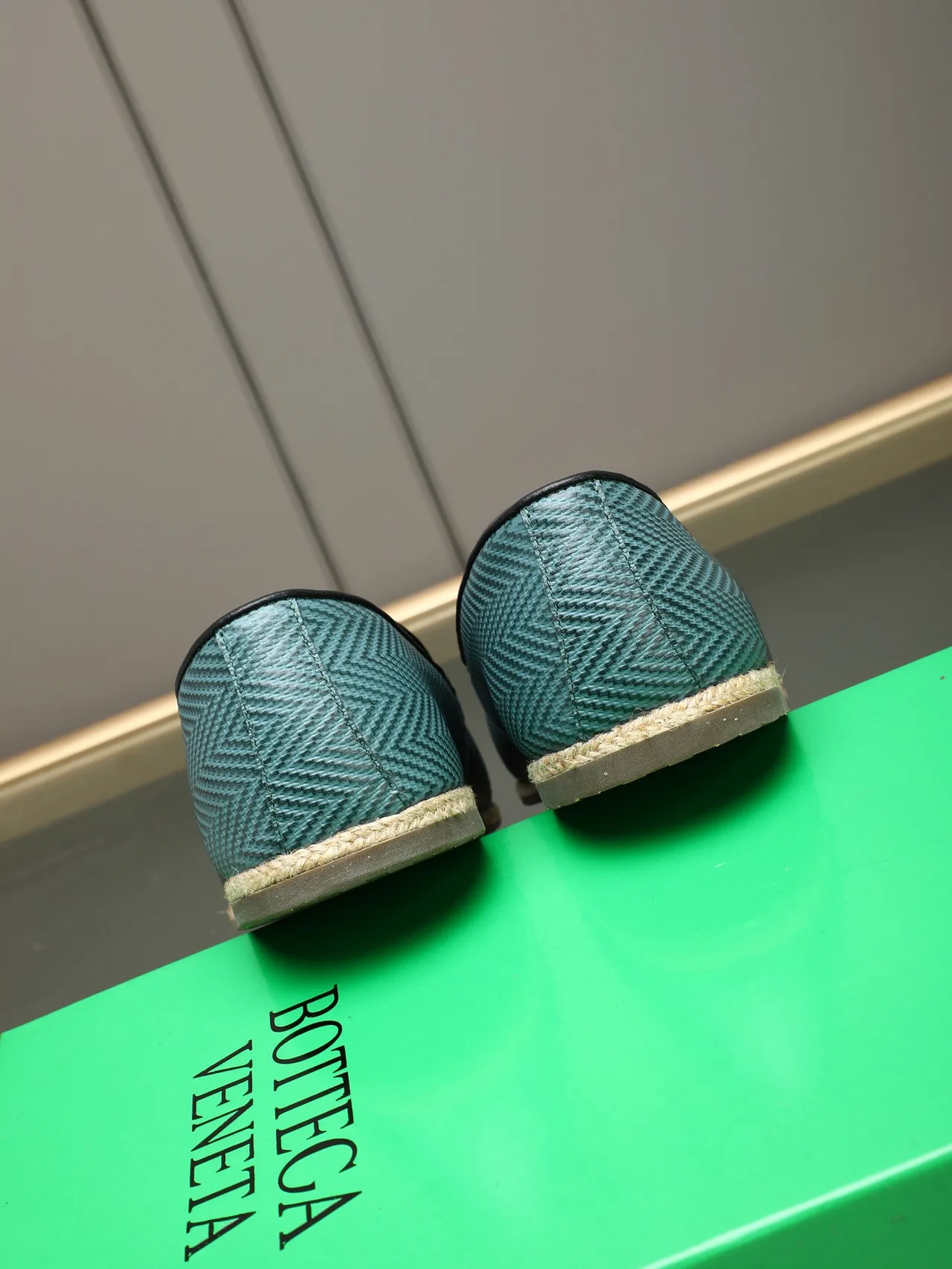 Teal Woven Herringbone Espadrille Loafer 3