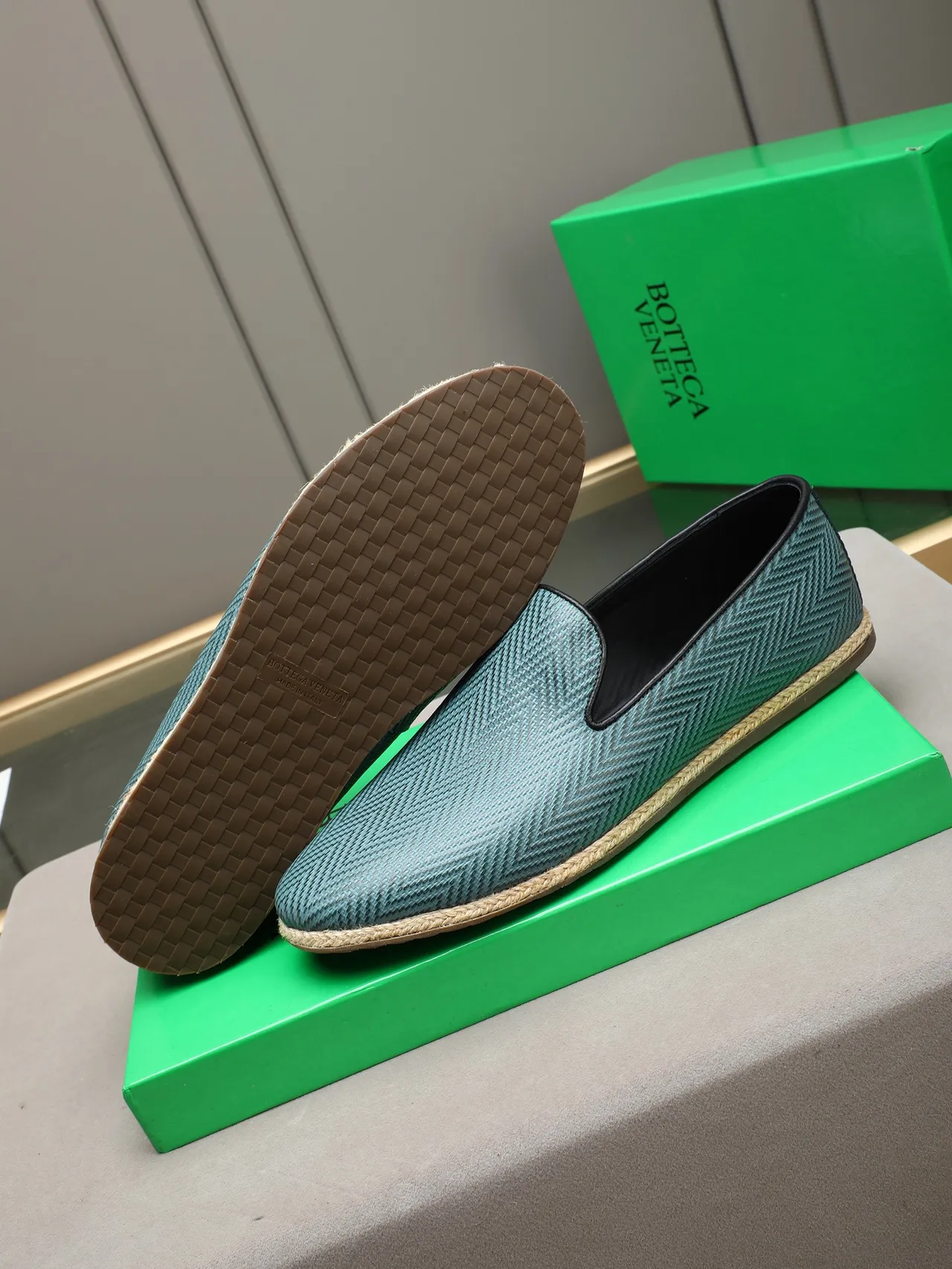 Teal Woven Herringbone Espadrille Loafer 5