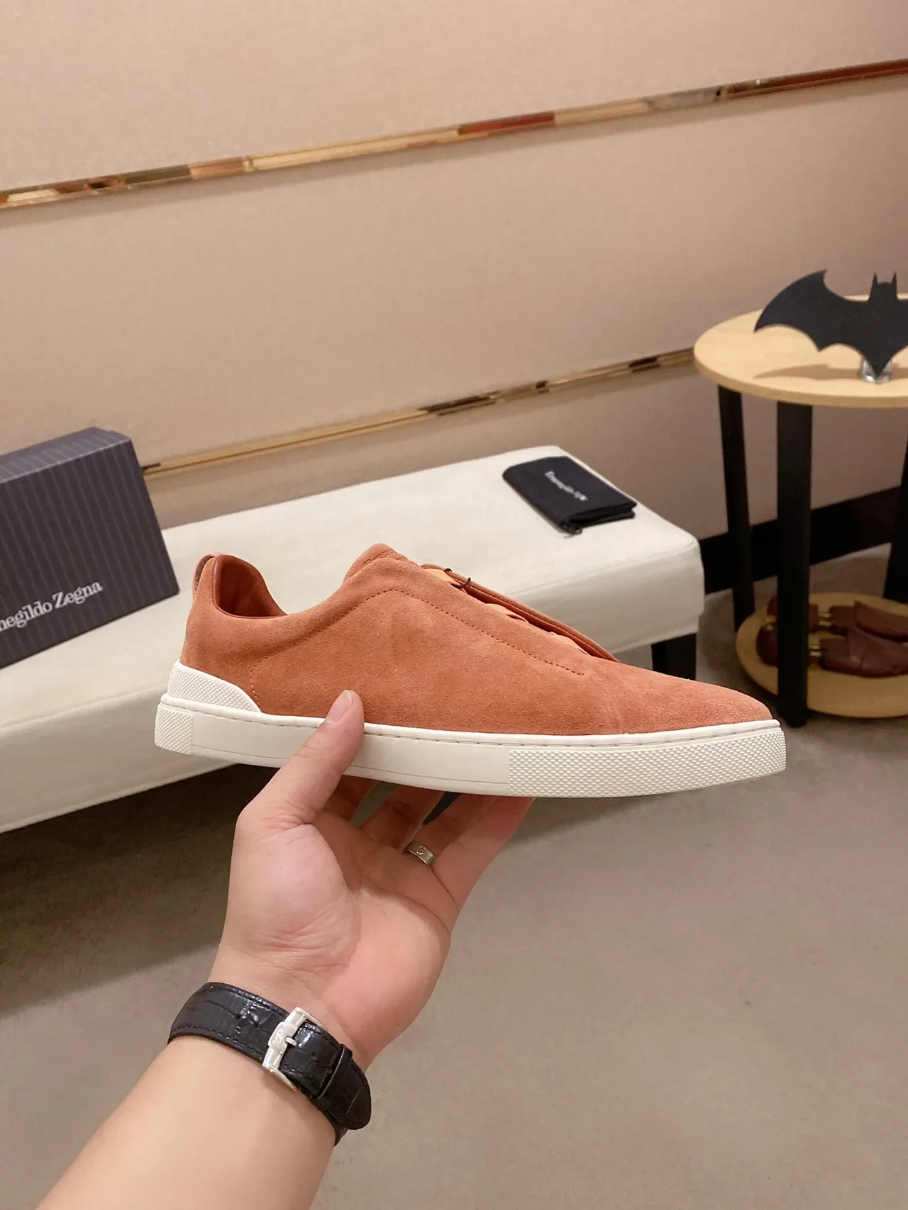 Terracotta Suede Slip-On Sneaker 7