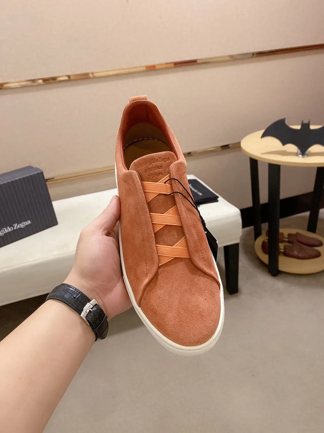 Terracotta Suede Slip-On Sneaker 9