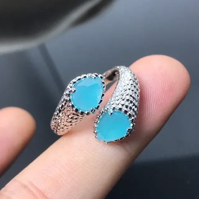 Textured Scale Band Cabochon Gemstone Rings 4