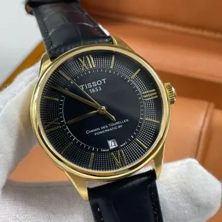 Tissot Chemin des Tourelles Powermatic 80 Black Dial Gold-Tone Mechanical Watch