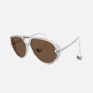Transparent Brown Aviator Silhouette Frame Sunglasses