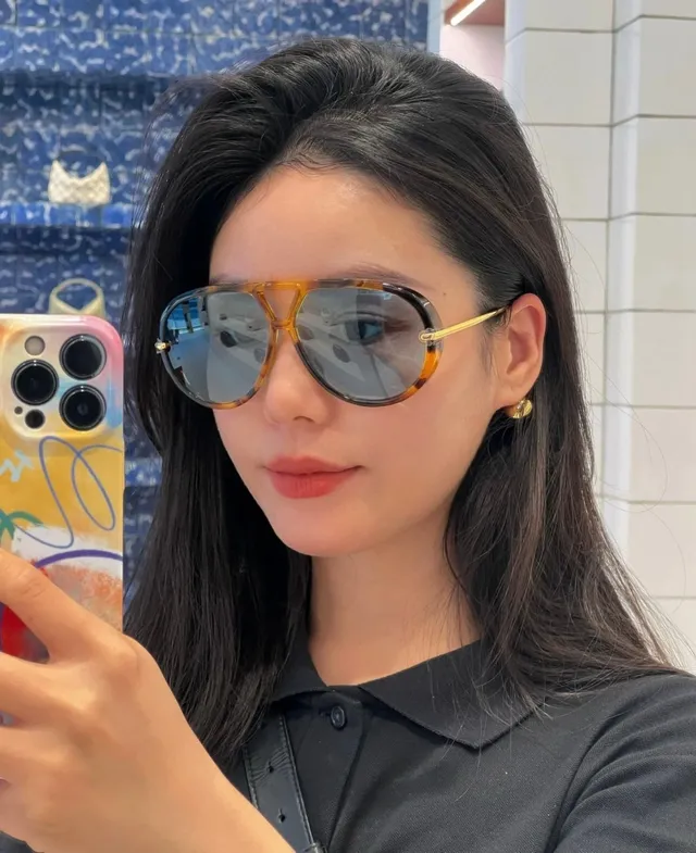 Transparent Brown Aviator Silhouette Frame Sunglasses 6