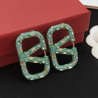 Turquoise Crystal-Encrusted Geometric Hoop Earrings