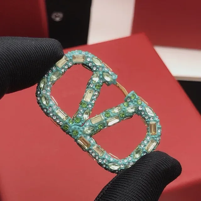 Turquoise Crystal-Encrusted Geometric Hoop Earrings 6