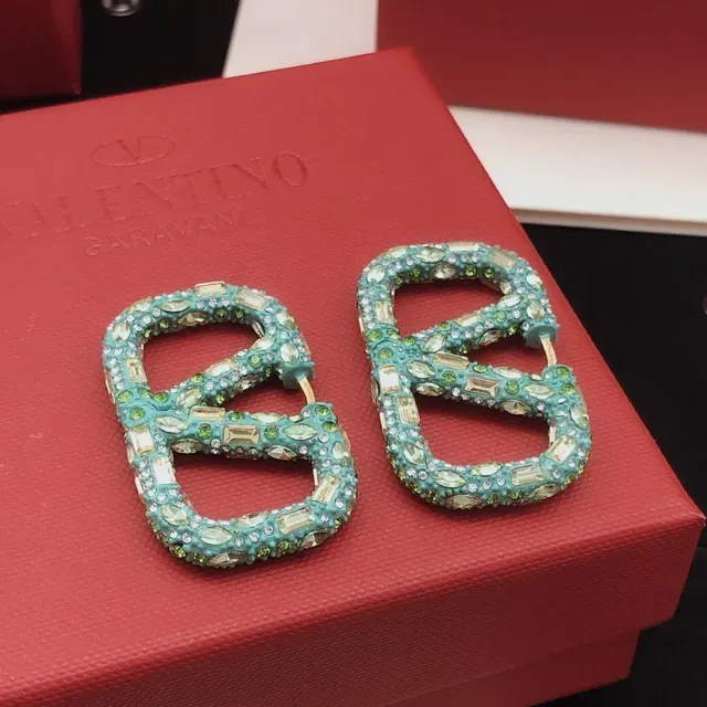 Turquoise Crystal-Encrusted Geometric Hoop Earrings 7