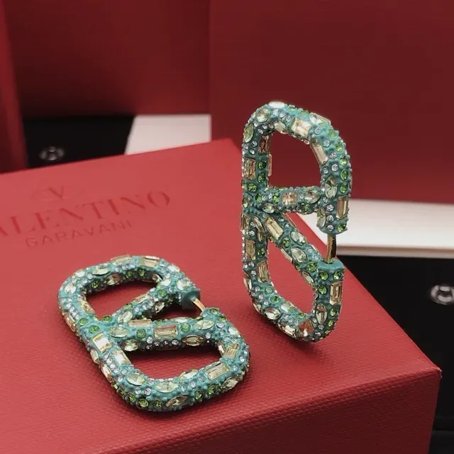 Turquoise Crystal-Encrusted Geometric Hoop Earrings 9