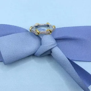 Two-Tone Knot Motif Pavé Ring