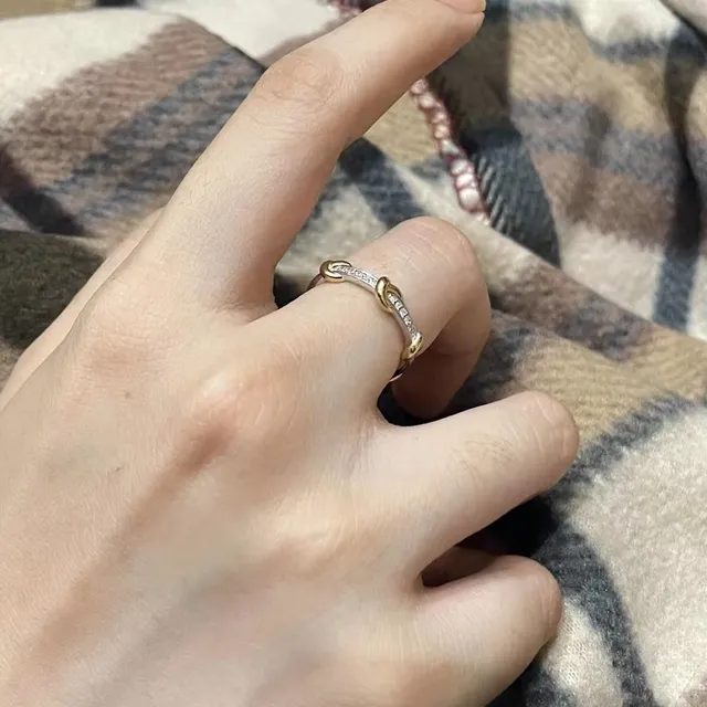 Two-Tone Knot Motif Pavé Ring 4