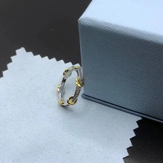 Two-Tone Knot Motif Pavé Ring 5