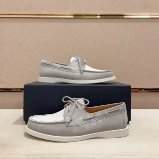 Two-Tone Suede and Canvas Boat Shoes