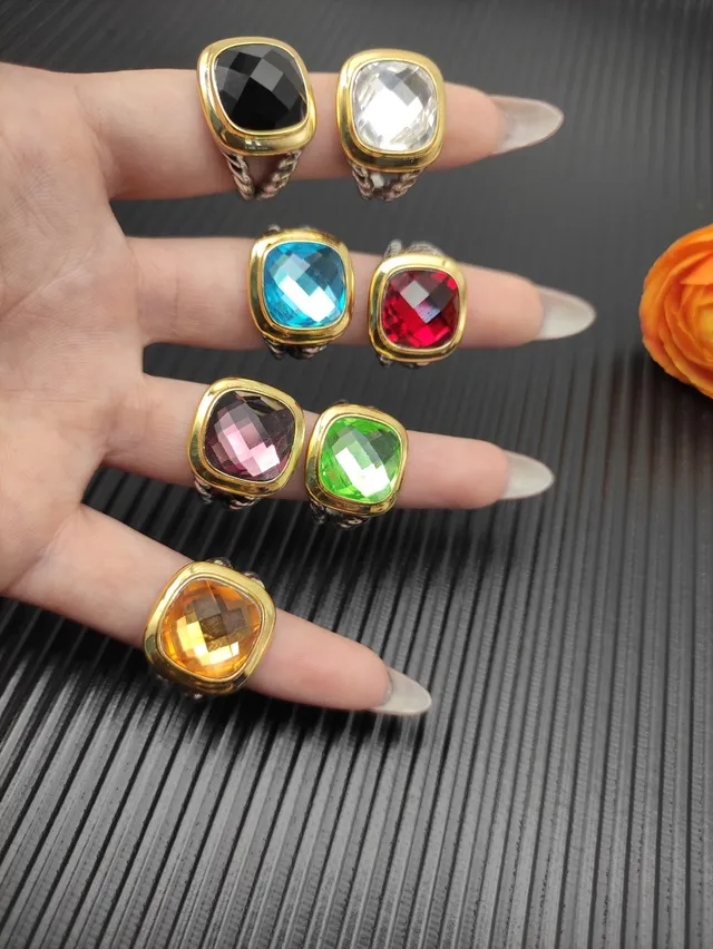 Two-Tone Twisted Wire Cushion-Cut Stone Rings 7