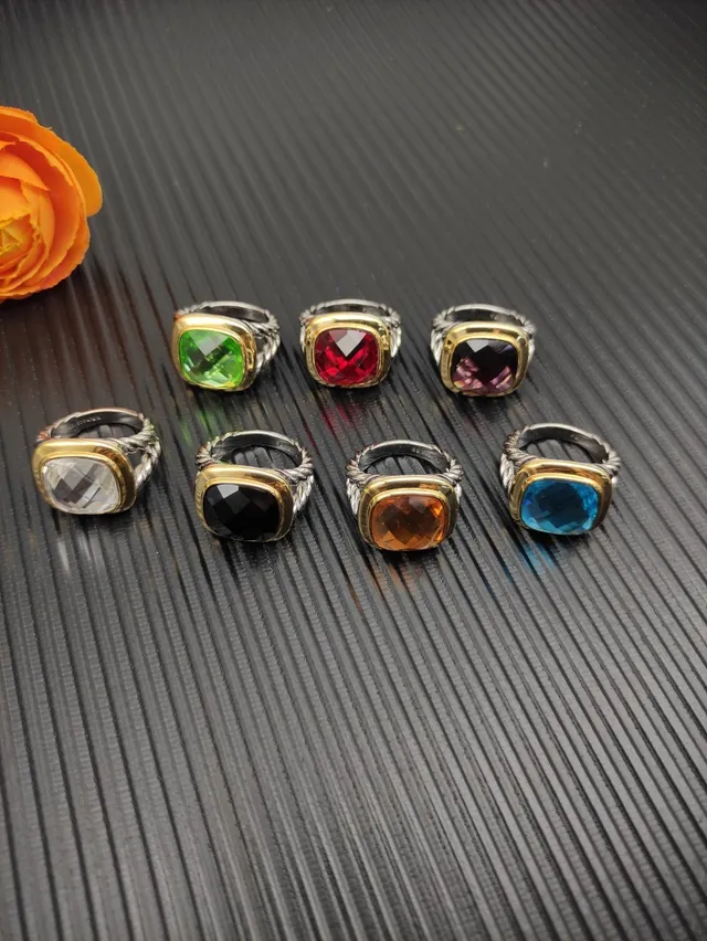 Two-Tone Twisted Wire Cushion-Cut Stone Rings 8