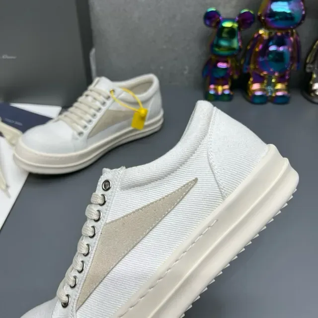 White and Beige Canvas Platform Sneakers 2