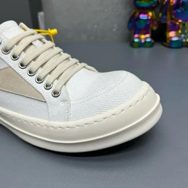White and Beige Canvas Platform Sneakers 3