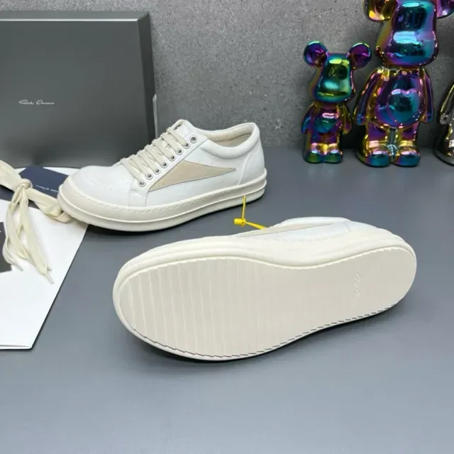 White and Beige Canvas Platform Sneakers 4