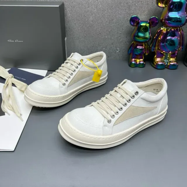 White and Beige Canvas Platform Sneakers 6