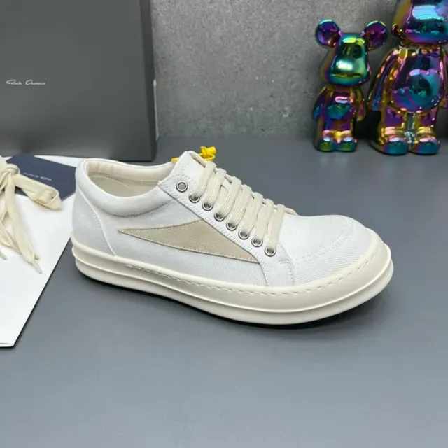 White and Beige Canvas Platform Sneakers 8