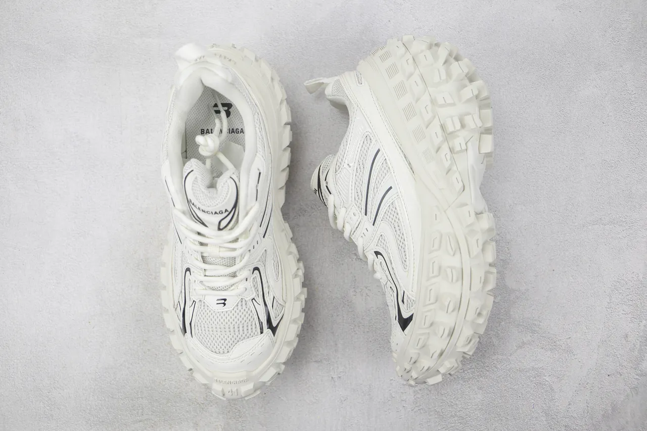 White and Black Chunky Platform Lifestyle Sneakers 3