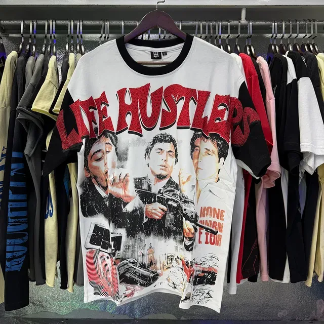 White and Black Contrast Sleeve Graphic Print Ringer T-Shirt 5