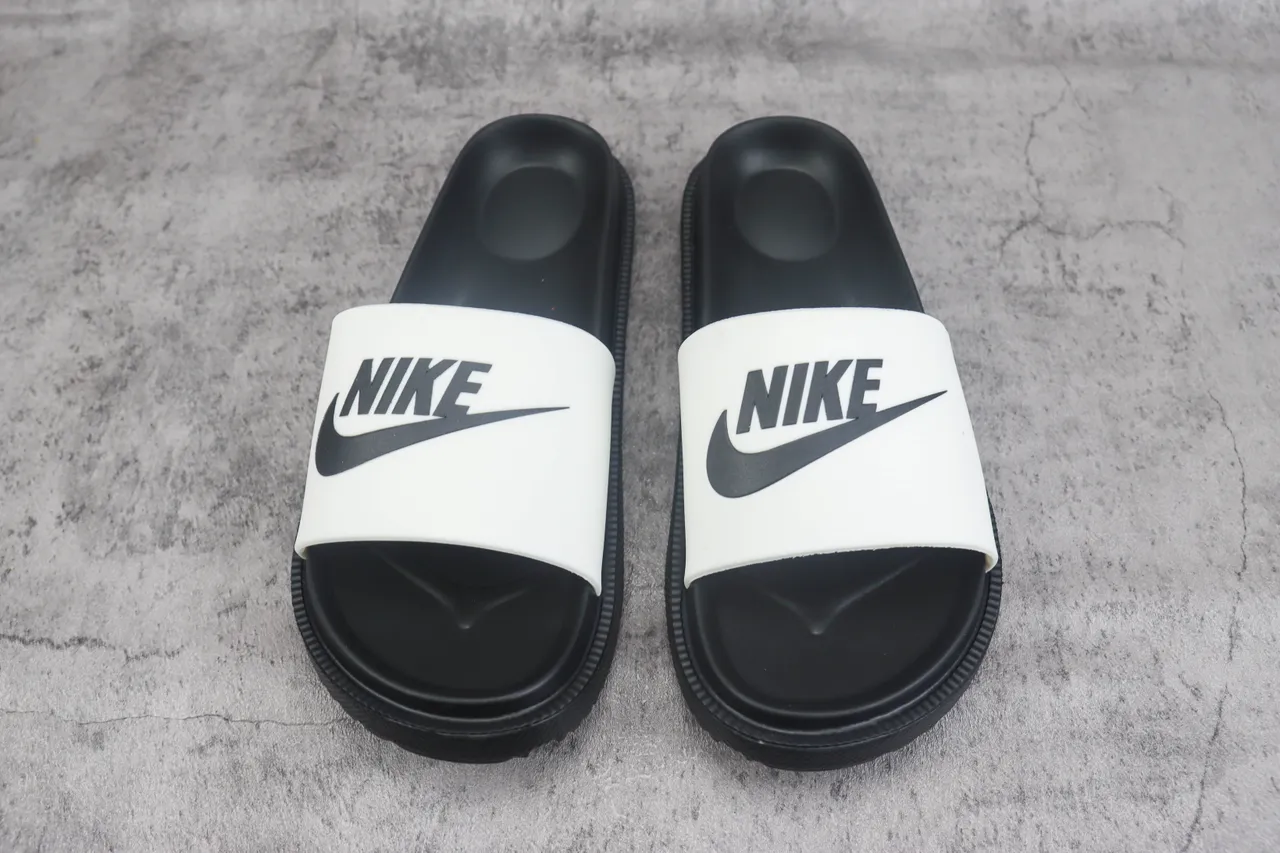 White and Black Molded Strap Slipper 2