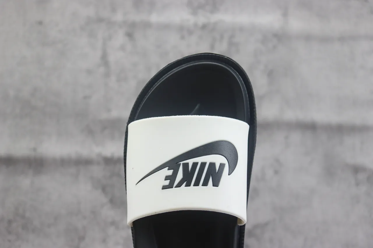 White and Black Molded Strap Slipper 5