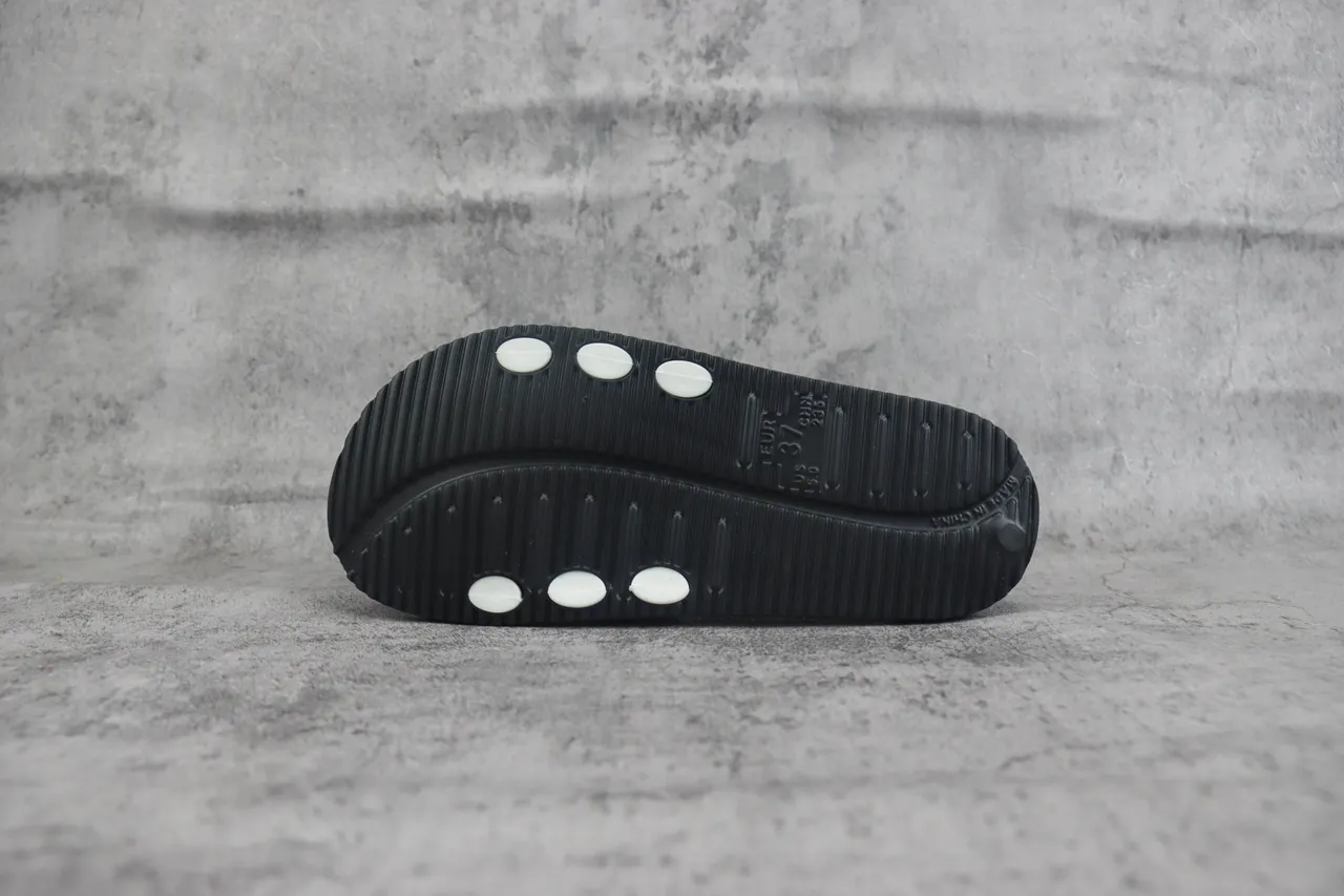 White and Black Molded Strap Slipper 6
