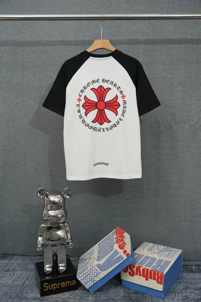 White and Black Raglan Sleeve Graphic T-Shirt 2