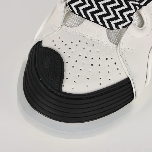White and Black Zigzag Lace Lifestyle Sneakers 5