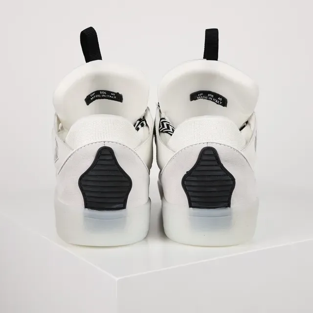 White and Black Zigzag Lace Lifestyle Sneakers 8