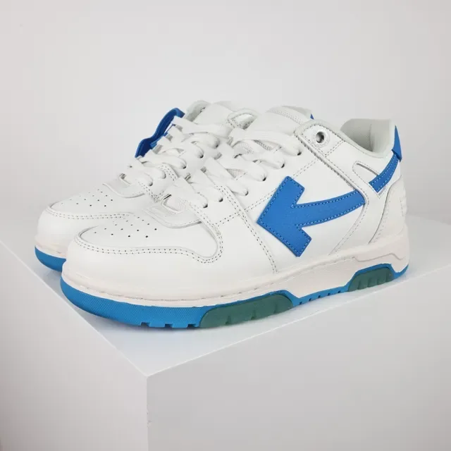 White and Blue Arrow-Logo Lifestyle Sneakers 2