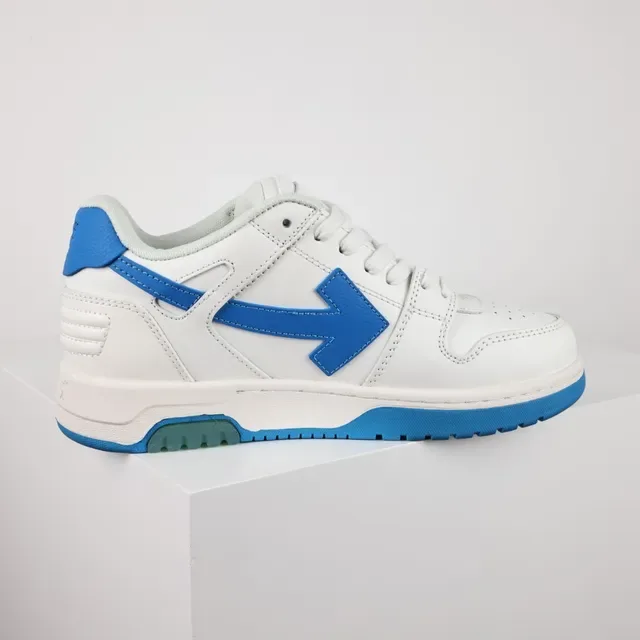 White and Blue Arrow-Logo Lifestyle Sneakers 7