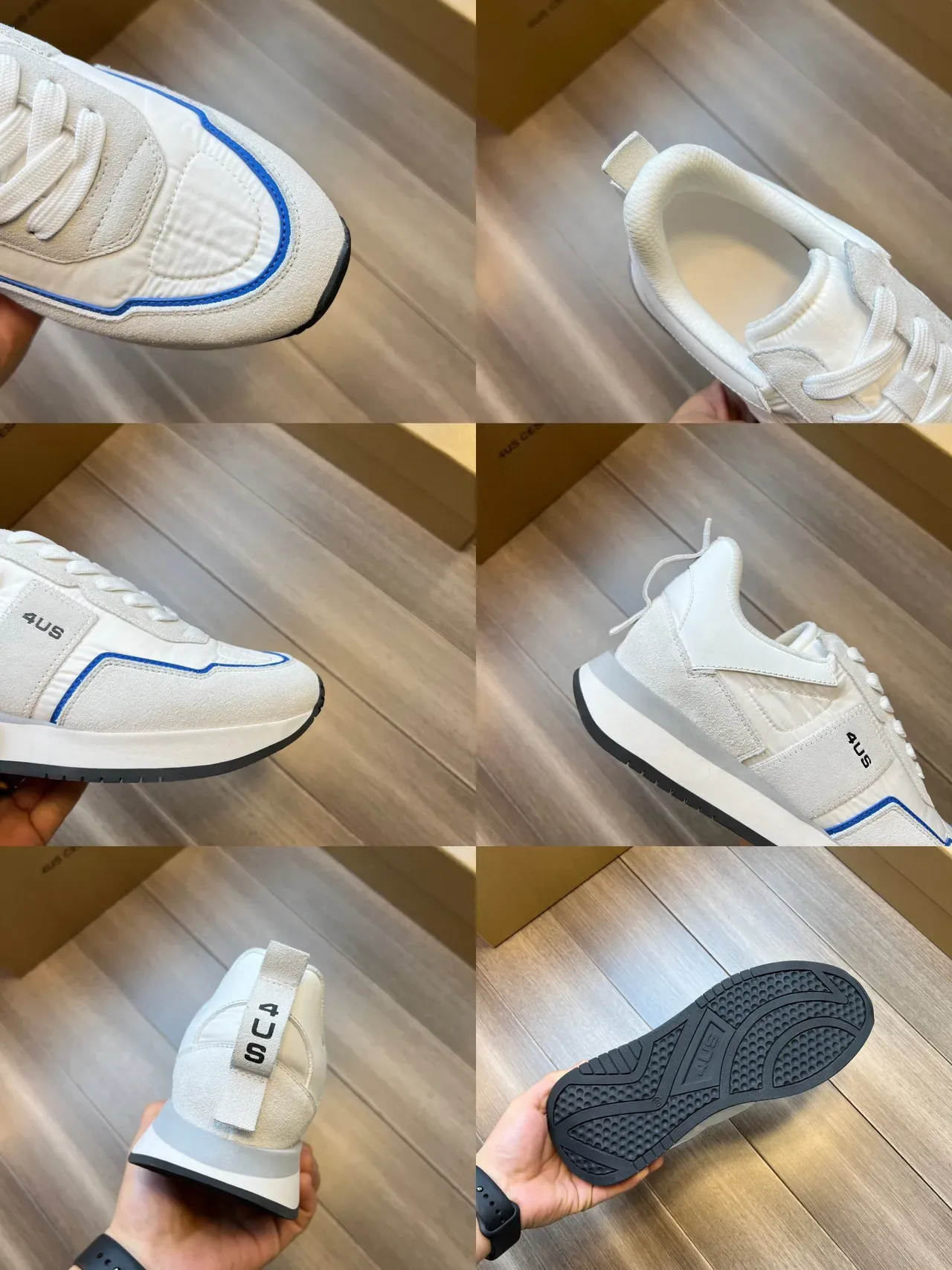 White and Blue Piped Lifestyle Sneakers 2