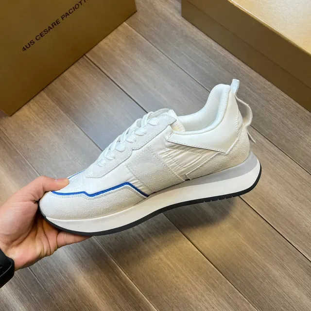 White and Blue Piped Lifestyle Sneakers 3