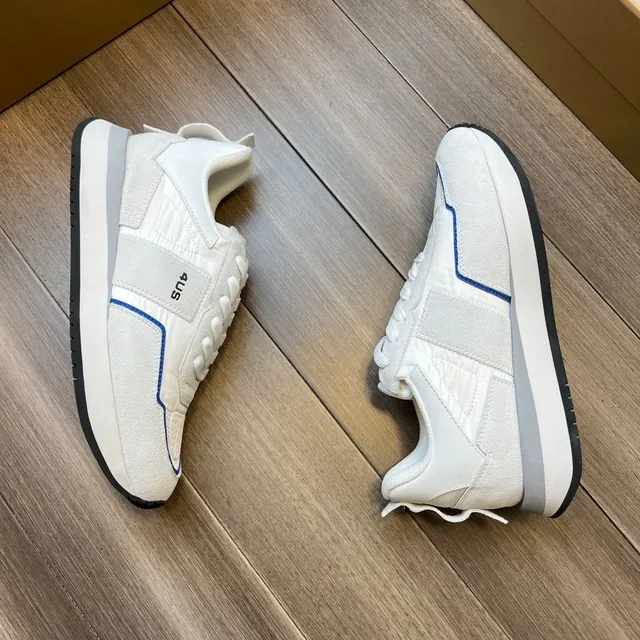 White and Blue Piped Lifestyle Sneakers 5