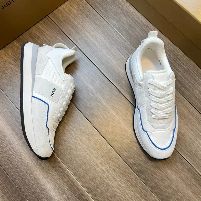 White and Blue Piped Lifestyle Sneakers 7