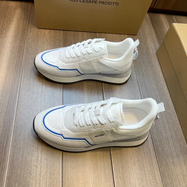 White and Blue Piped Lifestyle Sneakers 8