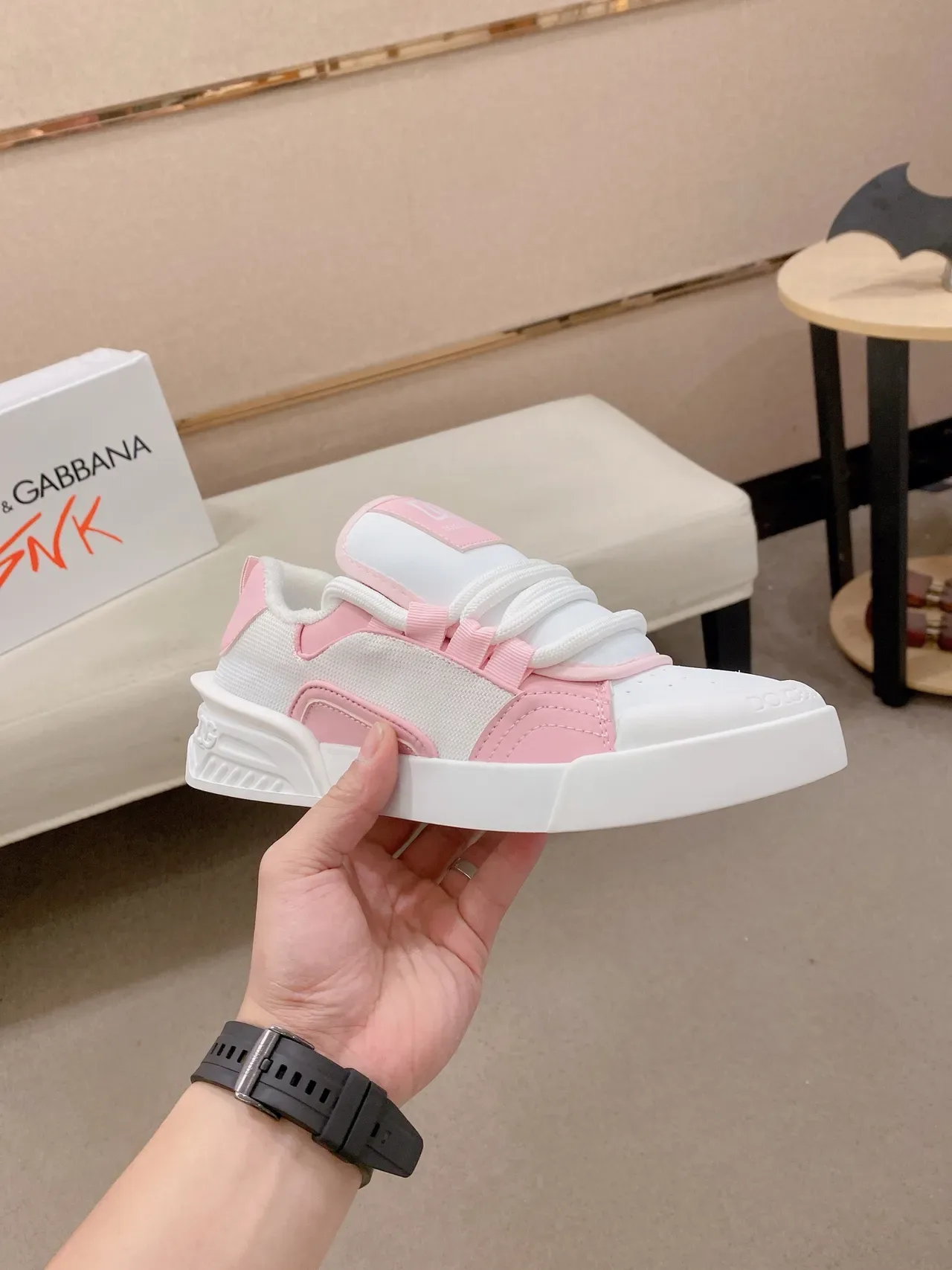 White and Pink Chunky Lifestyle Sneaker 4