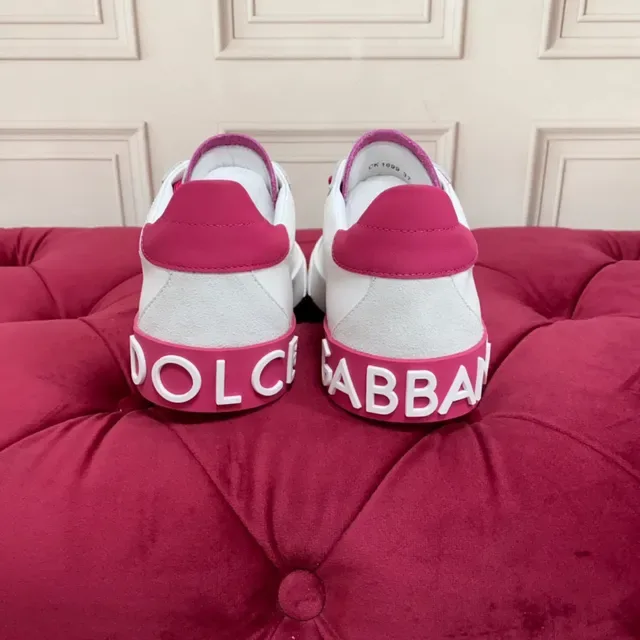 White and Pink Leather Low-Top Lifestyle Sneaker 3