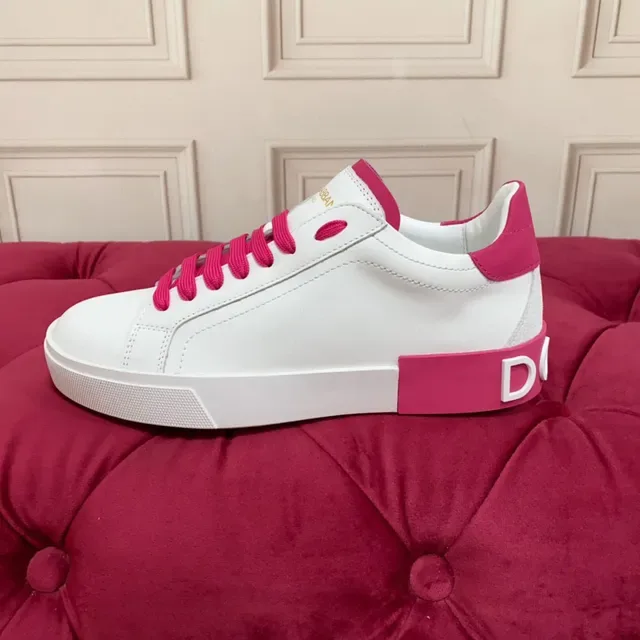 White and Pink Leather Low-Top Lifestyle Sneaker 5