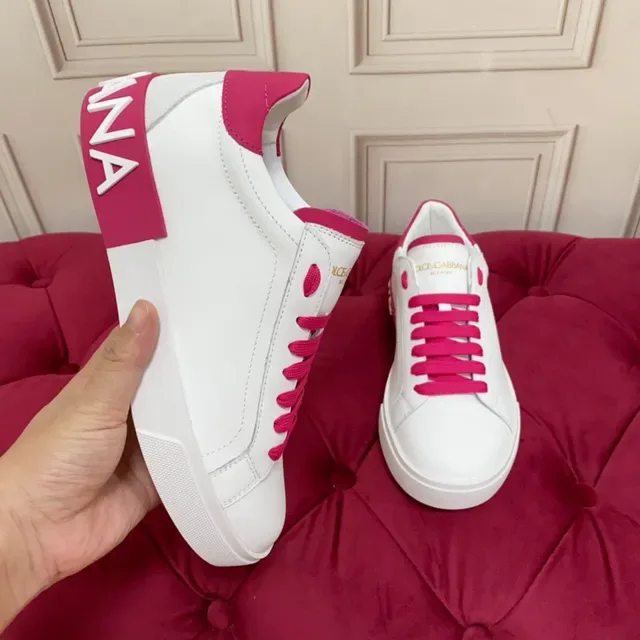White and Pink Leather Low-Top Lifestyle Sneaker 6