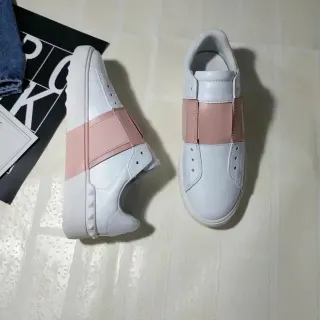 Tênis lifestyle slip-on branco e rosa
