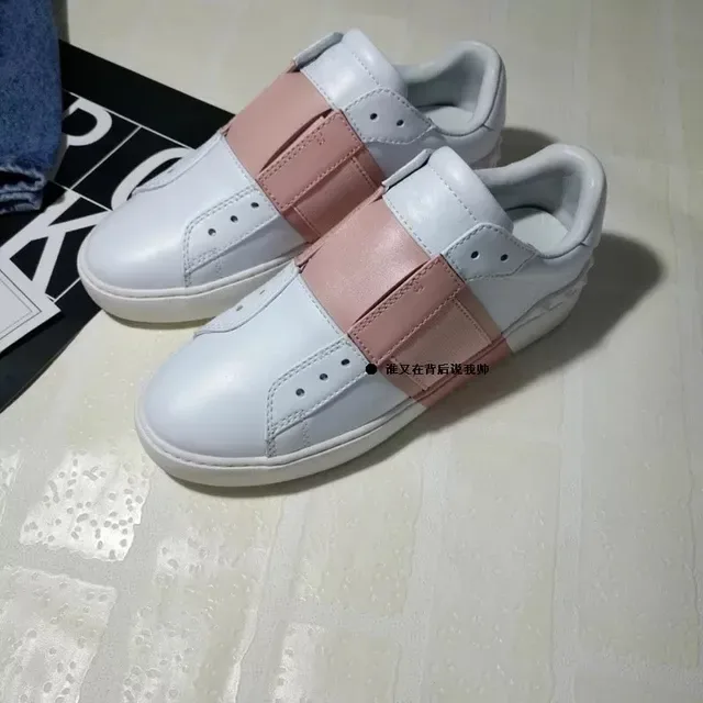White and Pink Slip-On Lifestyle Sneakers 3