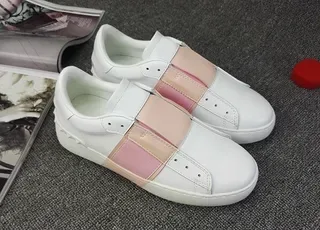 White and Pink Slip-On Lifestyle Sneakers 5