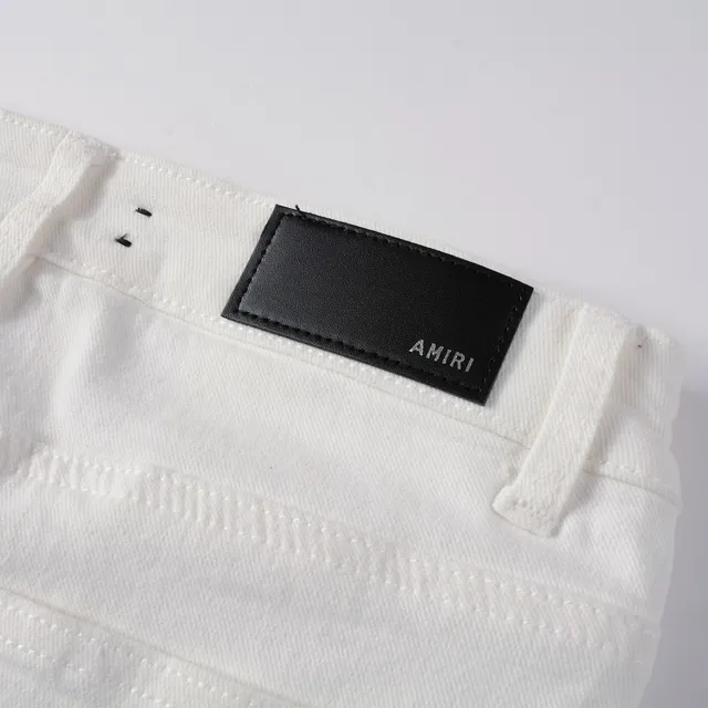 White Black Distressed Slim-Fit Jeans 7