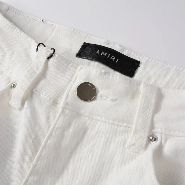 White Black Distressed Slim-Fit Jeans 14